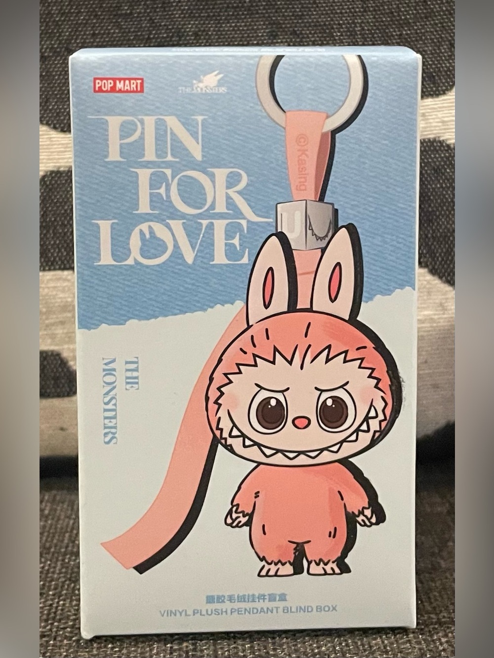 Pop Mart "Pin For Love" Pink Monster Vinyl Plush Pendant blind box.